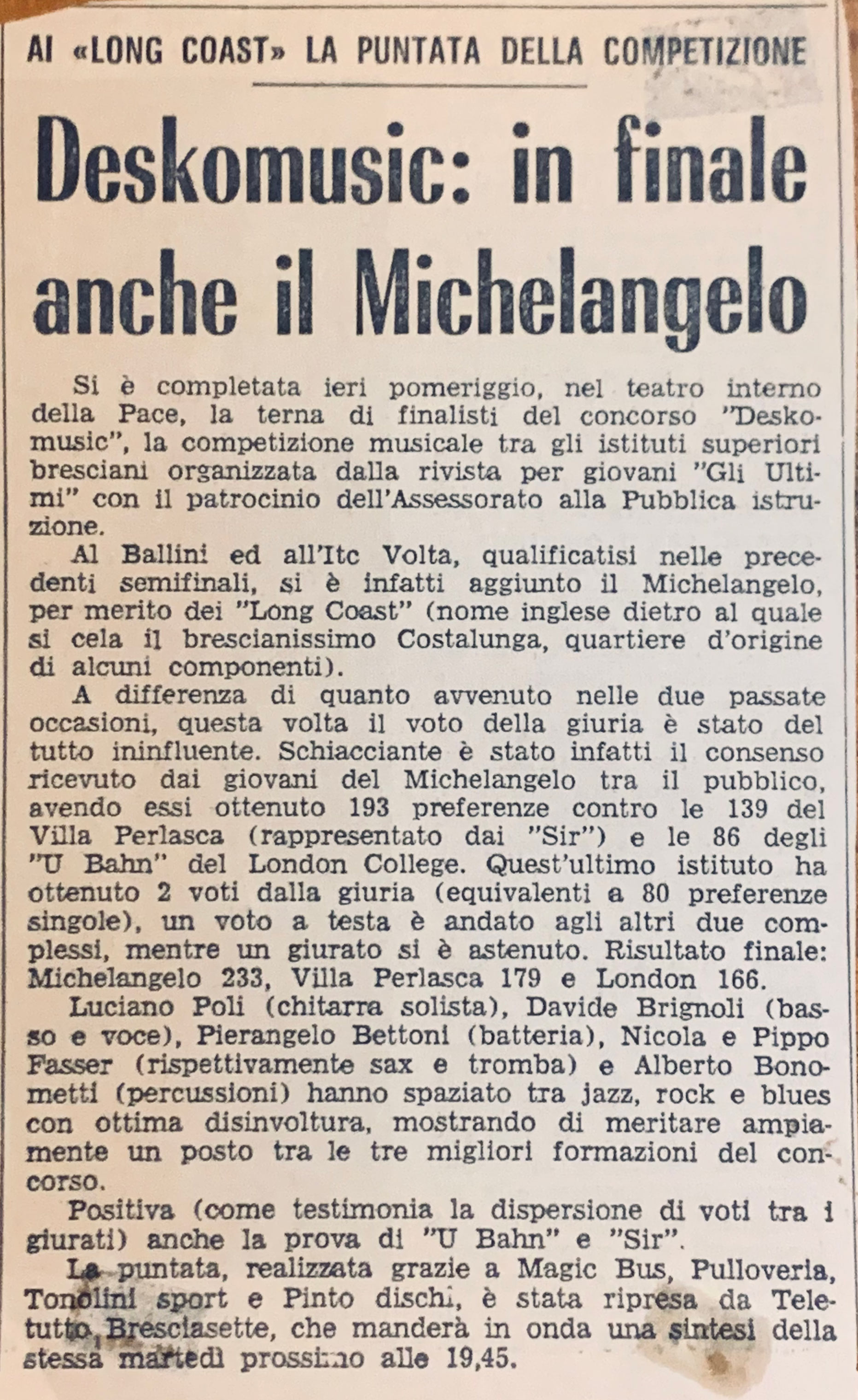 In finale i Long Coast 1984